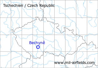 Karte mit Lage Flugplatz Bechyně, Tschechien