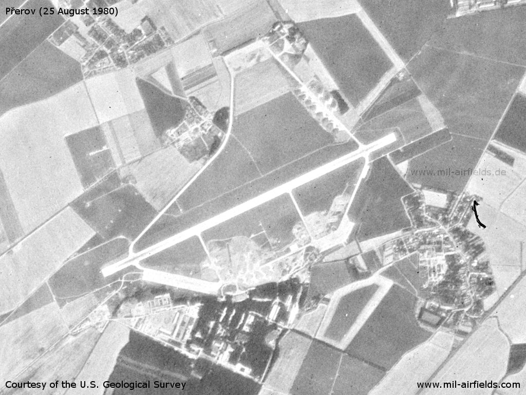Přerov Air Base, Czech Republic, on a US satellite image 1980