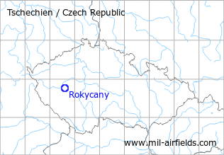 Map with location of Rokycany Airfield, Czech Republic