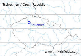 Karte mit Lage Flugplatz Roudnice nad Labem, Tschechien