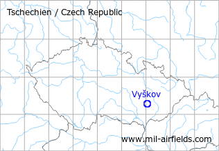 Karte mit Lage Flugplatz Vyškov, Tschechien