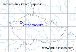 Map with location of Žatec Macerka Airfield, Czech Republic