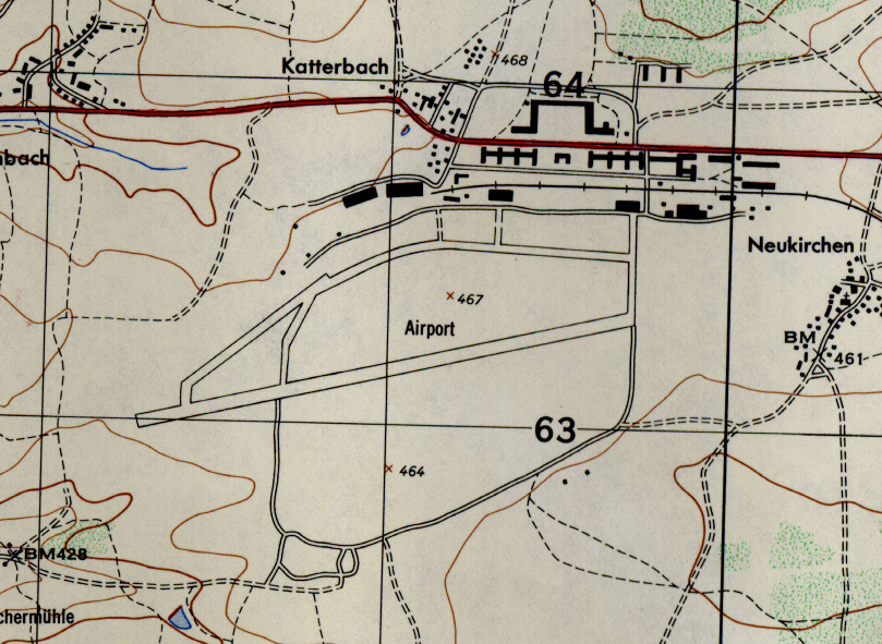 Ansbach airfield on a US map 1953