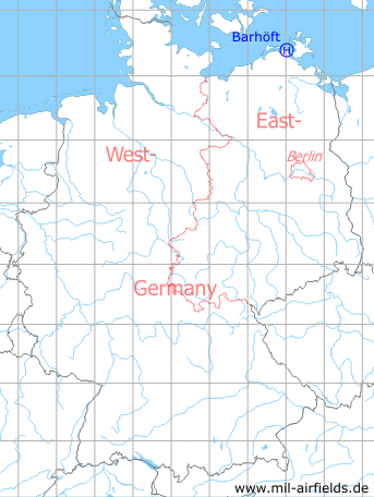 Karte mit Lage NVA-Hubschrauber<wbr>lande<wbr>platz 3318 Barhöft, ehemalige DDR