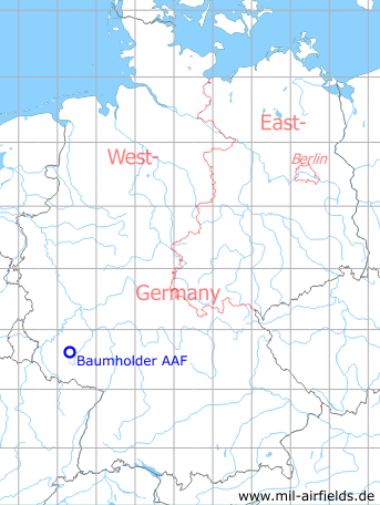 Map with location of Baumholder Army Airfield AAF, Germany