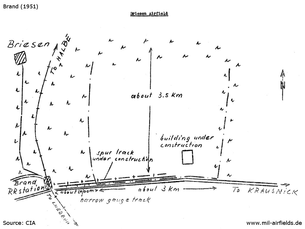 Sketch of Brand Briesen airfield at the beginning of the construction works
