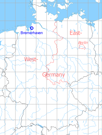Map with location of Bremerhaven Army Airfield AAF, Germany