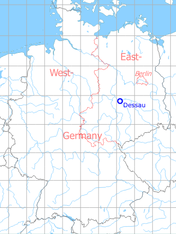 Map with location of Dessau Airfield, Germany