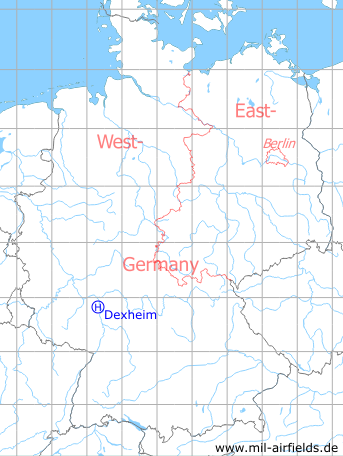 Karte mit Lage Hubschrauber<wbr>lande<wbr>platz Anderson Barracks Dexheim