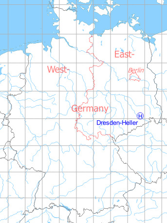 Map with location of Soviet Dresden Heller Heliport, East Germany