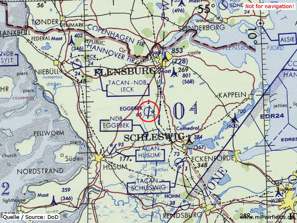 Fliegerhorst Eggebek auf einer US-Karte 1972
