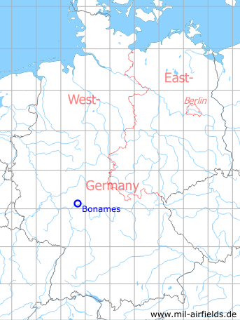 Map with location of Frankfurt Bonames airfield