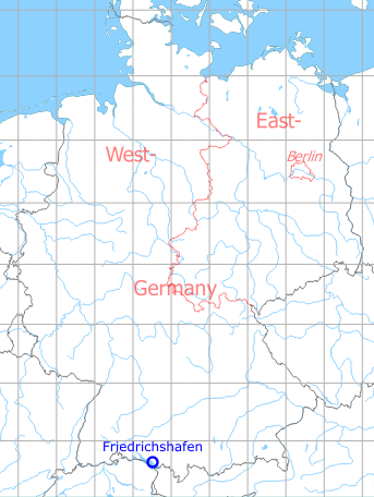 Map with location of Friedrichshafen Löwental airfield
