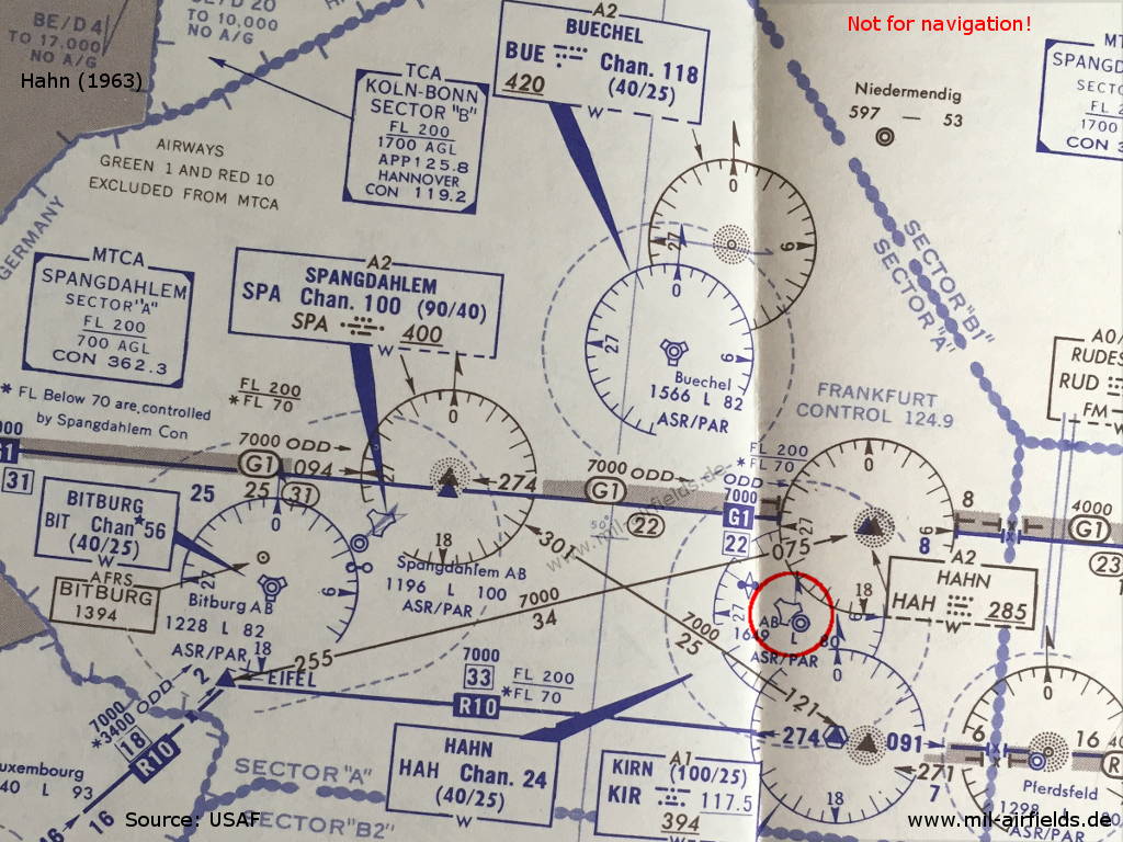 Hahn Air Base auf einer Karte aus dem Jahr 1963