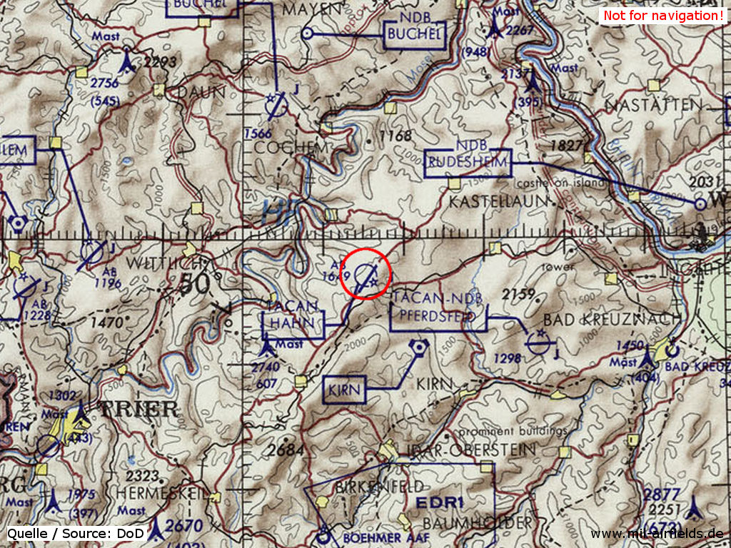 Karte mit Flugplatz Hahn 1972