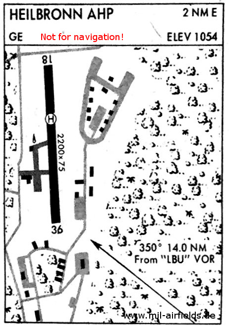 Map of Heilbronn Waldheide Army airfield and heliport