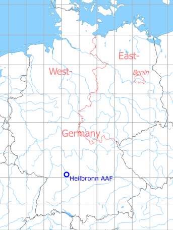 Map with location of Heilbronn Army Airfield AAF, Germany