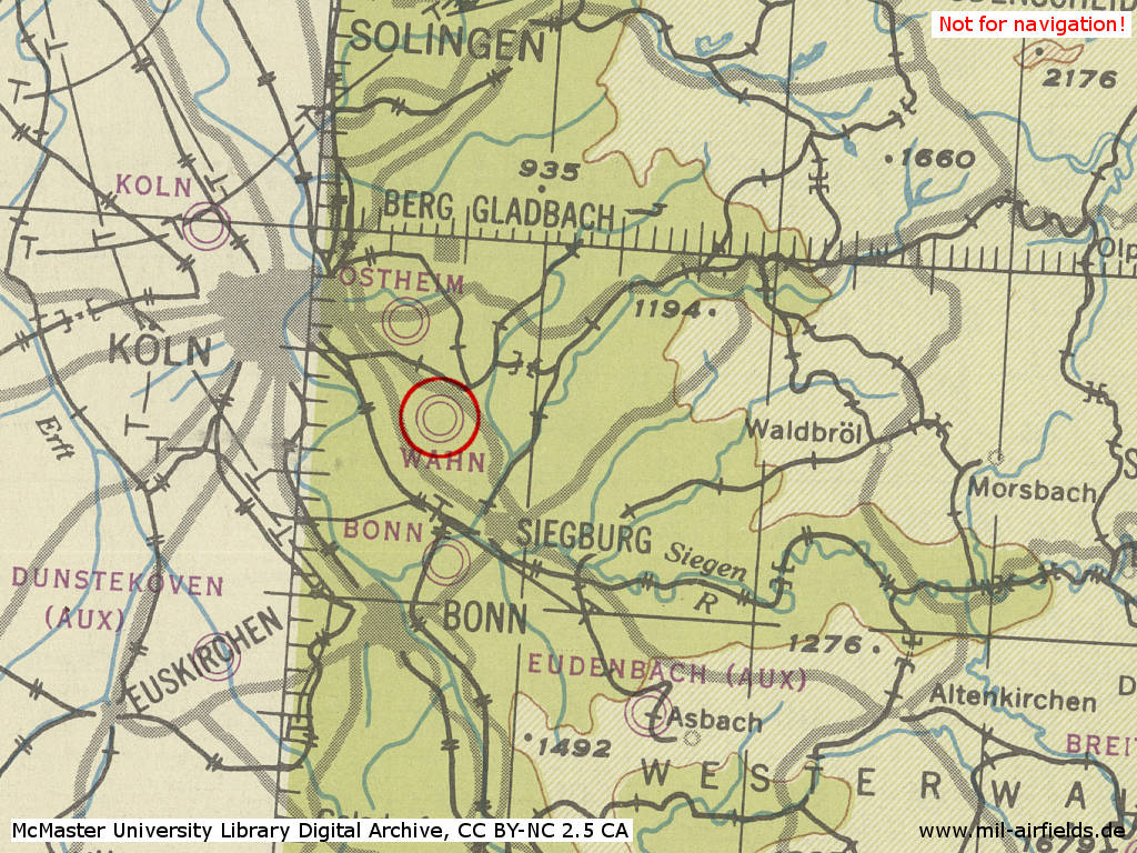 Karte Flugplätze im Raum Köln 1944
