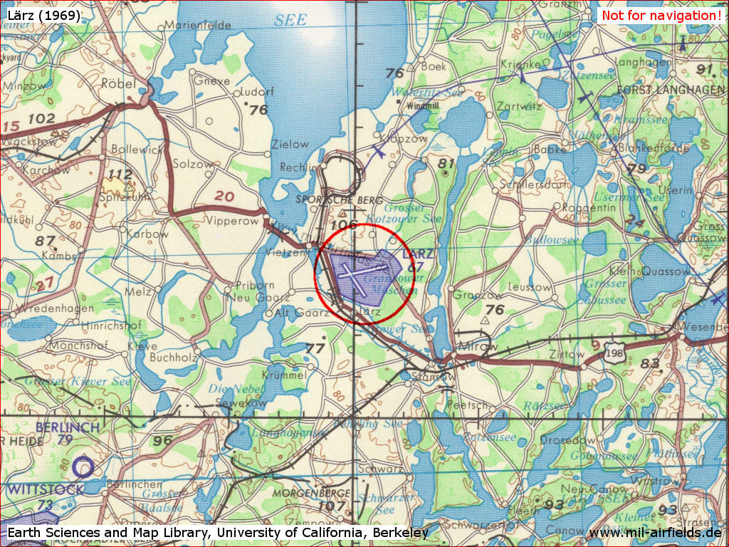 Der Flugplatz Lärz auf einer US-Karte aus dem Jahr 1969