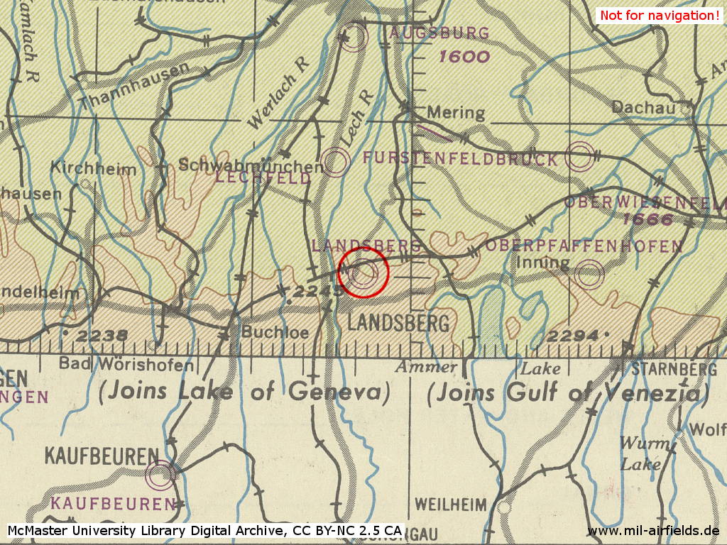 Karte Fliegerhorst Luftwaffe Landsberg im Zweiten Weltkrieg