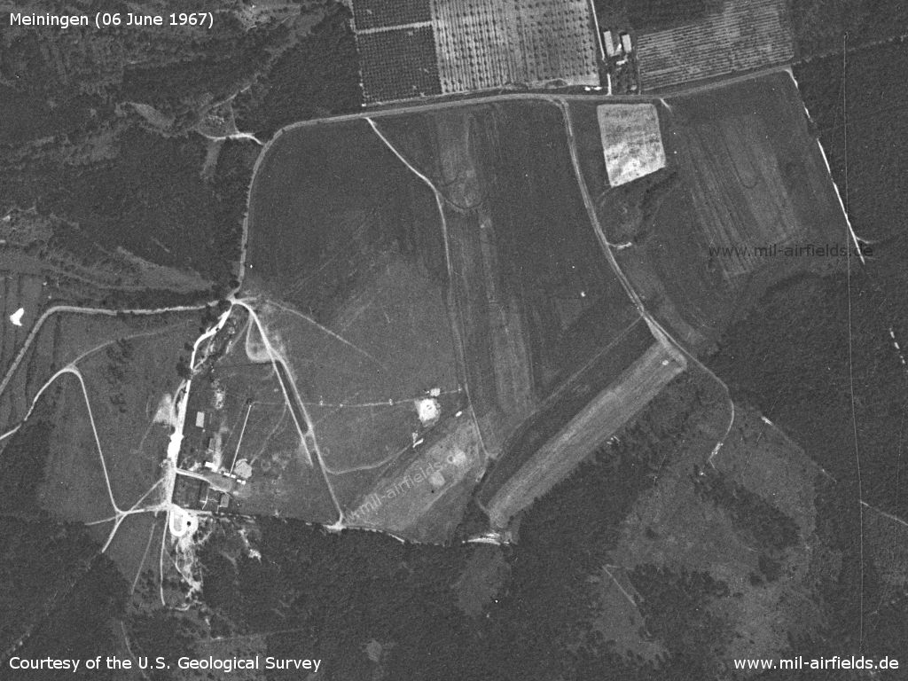Flugplatz Meiningen auf einem Satellitenbild 1967