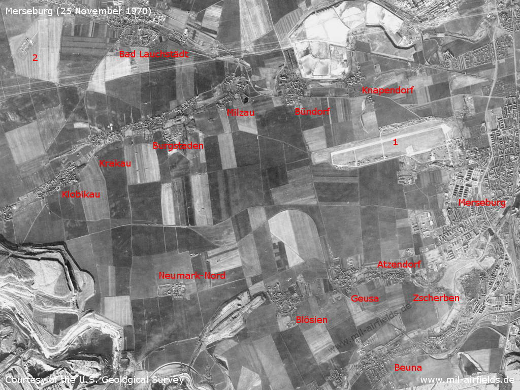 Flugplatz Merseburg auf einem Satellitenbild 1970