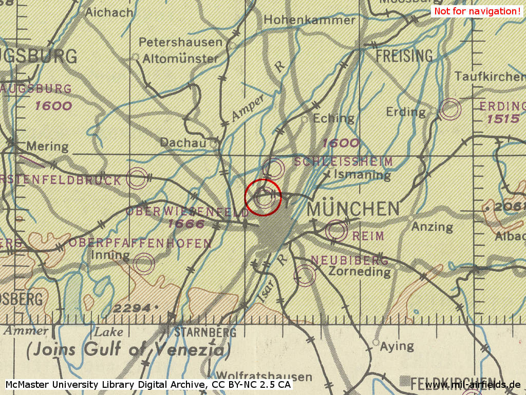 Map of airfields in the Munich area in 1944