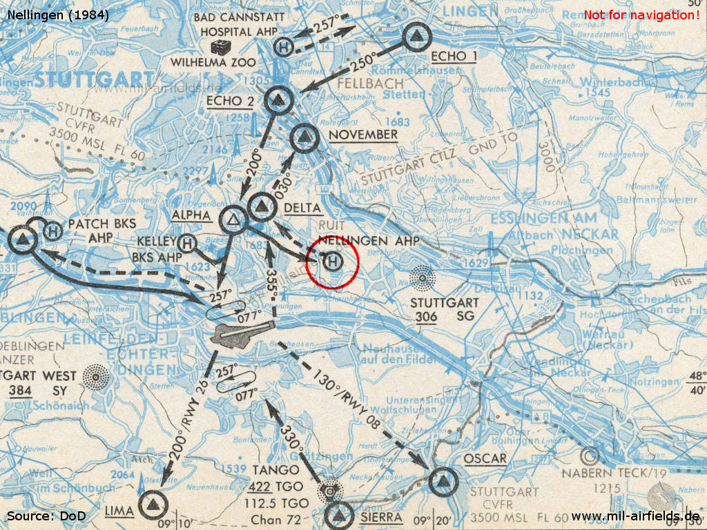 Map of Stuttgart airspace from 1984