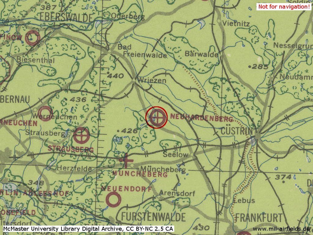 Neuhardenberg Air Base, Germany, on a map 1943