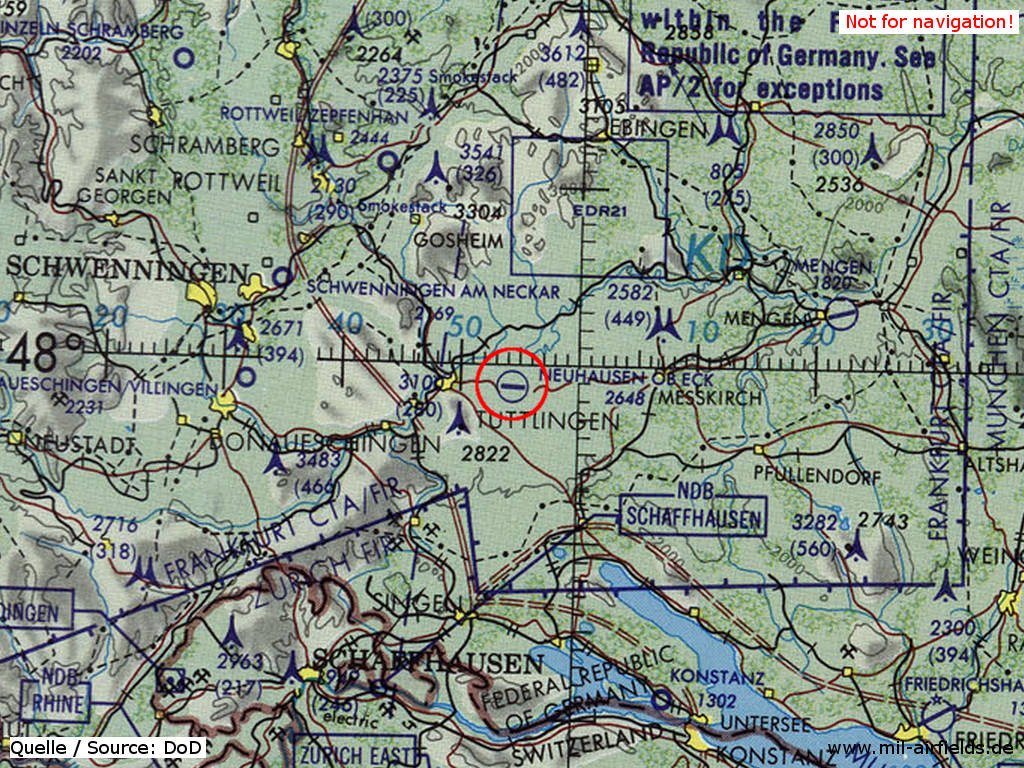 Flugplatz Neuhausen ob Eck auf einer US-Karte 1981