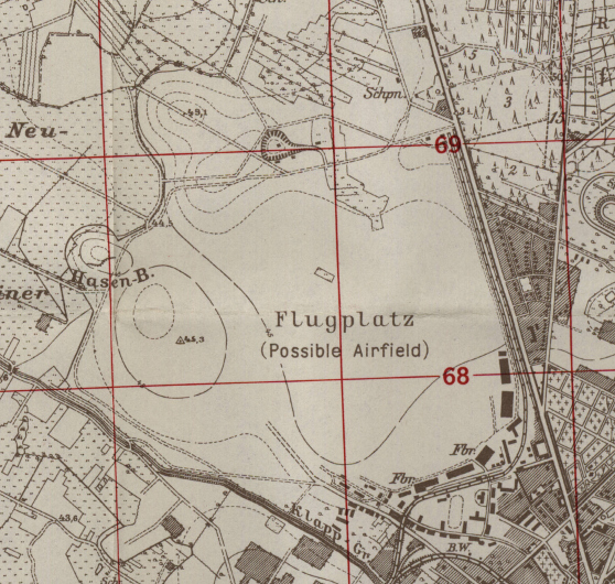 Der Flugplatz Neuruppin auf einer Karte 1952