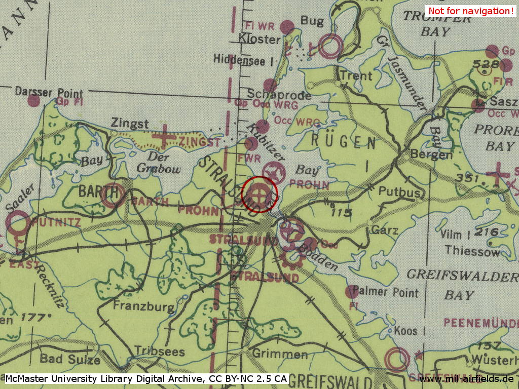 Parow Air Base, Germany, on a map 1943