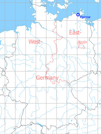 Map with location of Parow Airfield, Germany