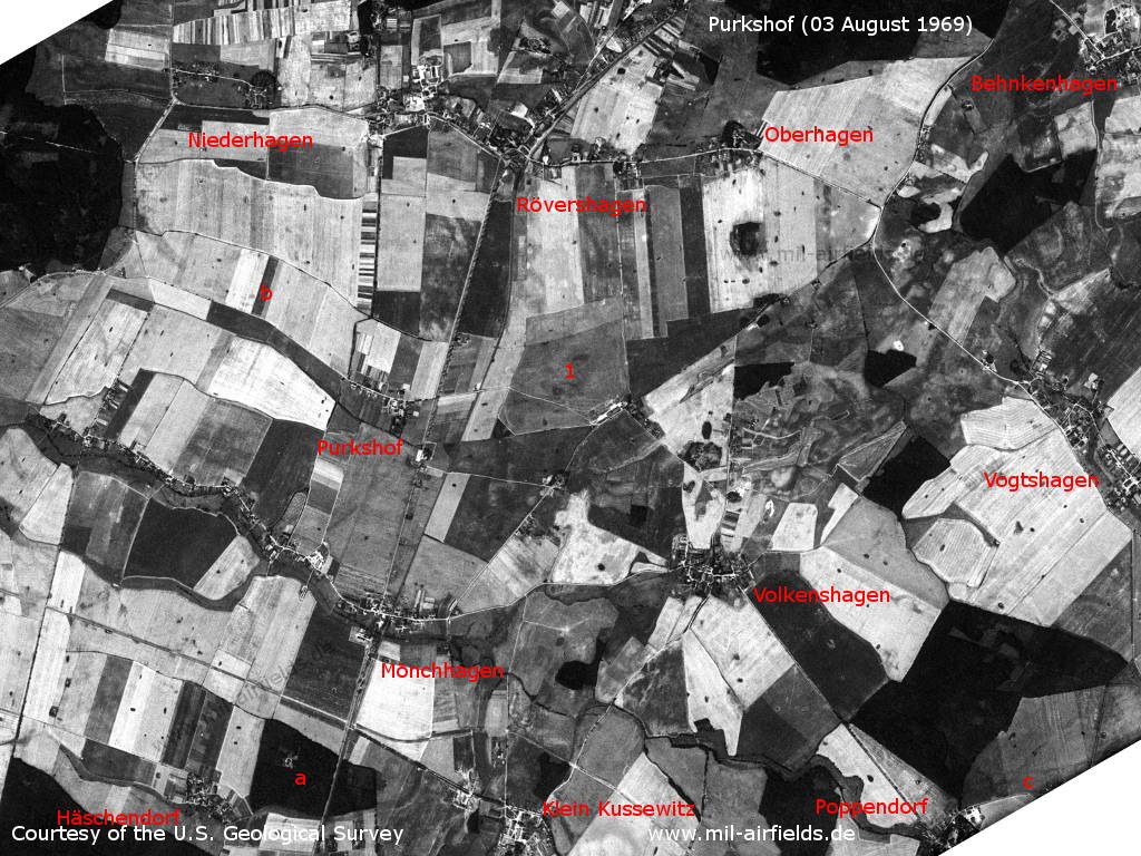 Flugplatz Purkshof auf einem Satellitenbild 1969