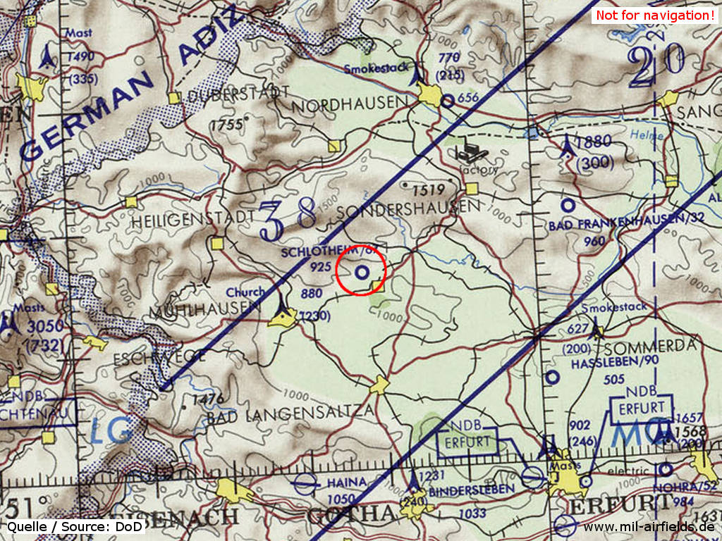 Schlotheim Obermehler Airfield on a US map 1972