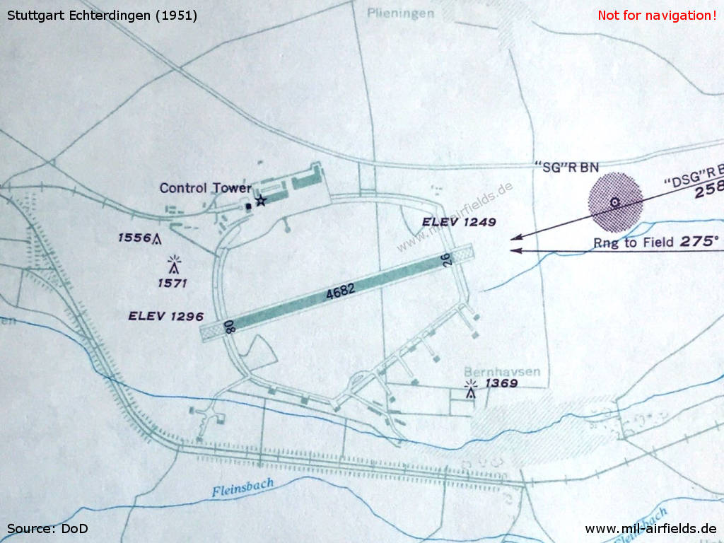 Karte Flughafen Stuttgart Echterdingen 1951