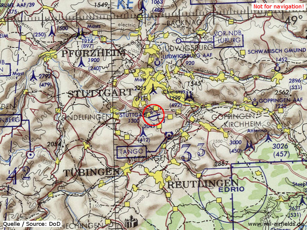 Karte Luftraum Stuttgart 1972