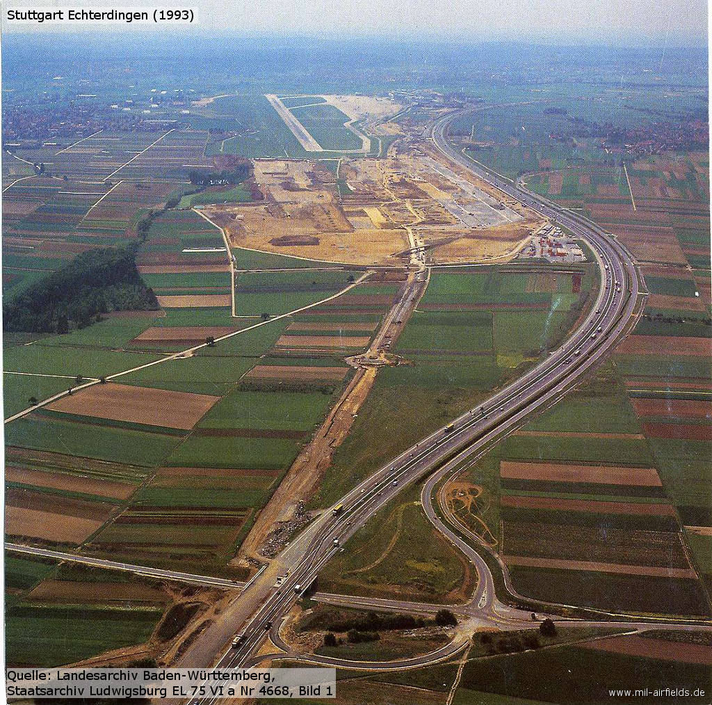 Luftbild 1993 Flughafen Stuttgart Autobahn