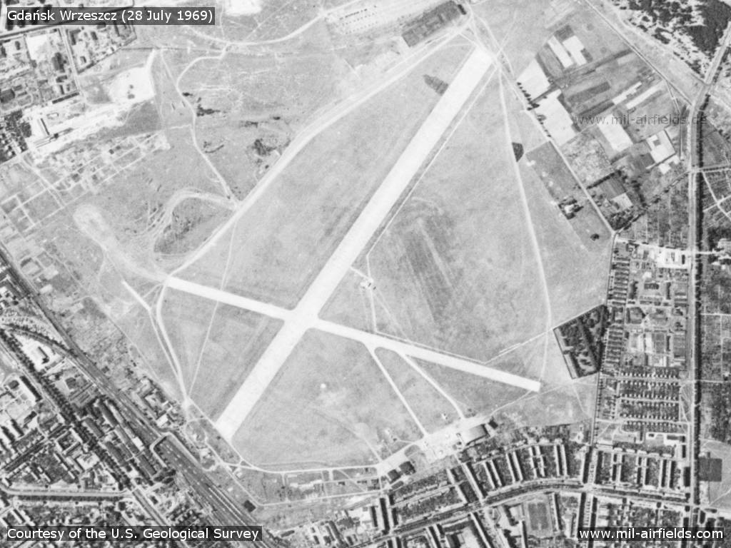 Gdańsk Wrzeszcz Airfield, Poland, on a US satellite image 1969