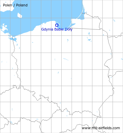 Map with location of Gdynia Babie Doły Air Base, Poland