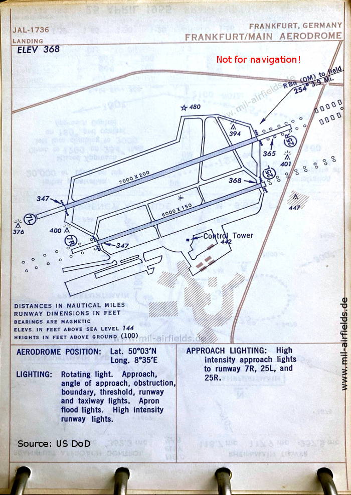 Aerodrome chart Frankfurt Rhein-Main Airport / Air Base, Germany 1955