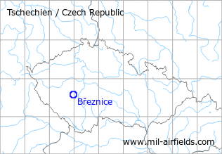 Map with location of Březnice Airfield, Czech Republic