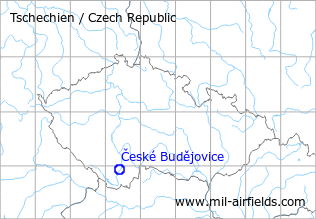 Map with location of České Budějovice Air Base, Czech Republic
