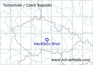 Map with location of Havlíčkův Brod Airfield, Czech Republic