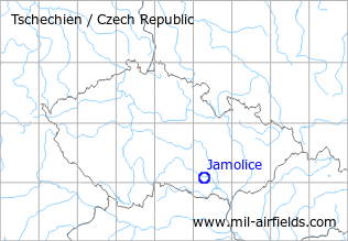 Karte mit Lage Flugplatz Jamolice, Tschechien