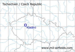 Karte mit Lage Flugplatz Kladno, Tschechien