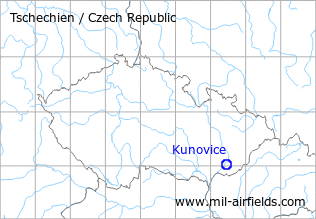 Map with location of Kunovice Airfield, Czech Republic