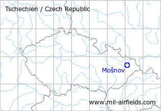 Map with location of Ostrava Airport, Mošnov, Czech Republic