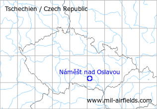 Karte mit Lage Flugplatz Náměšt nad Oslavou, Tschechien