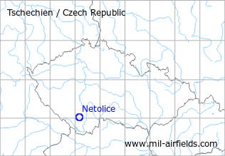 Map with location of Netolice Airfield, Czech Republic